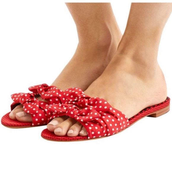 Size 40 - Tabitha Simmons Pink Cleo Polka dots bow slippers - Picture 11 of 12